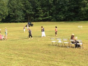 view of croquet field one and two with groups playing