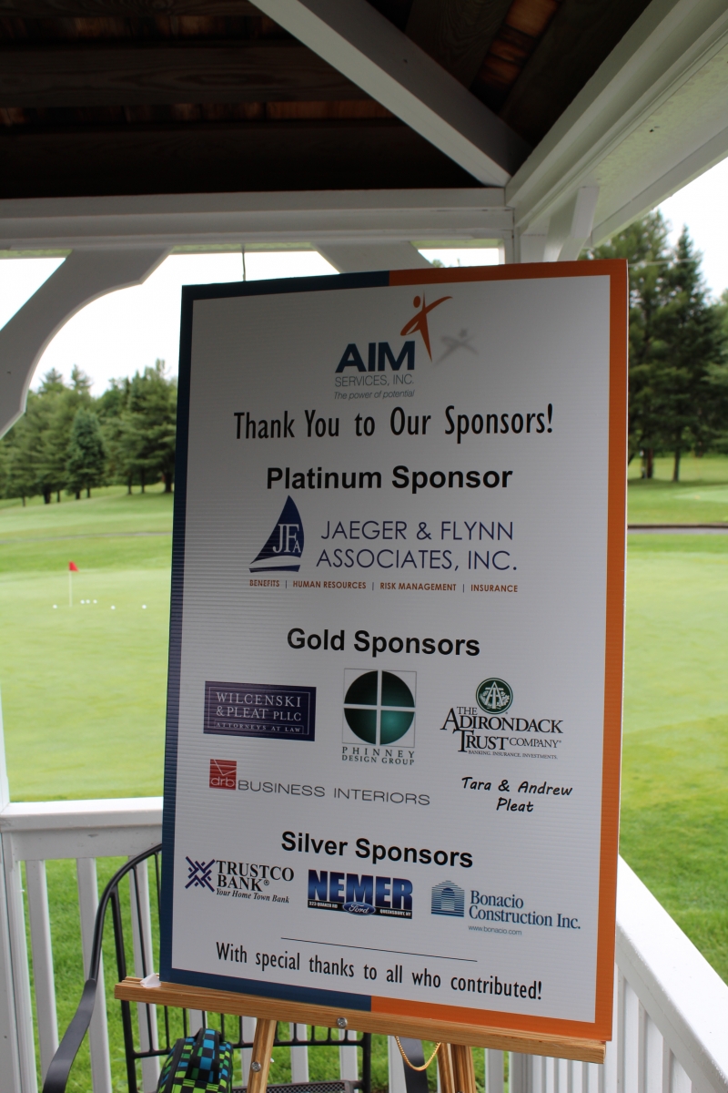 Thank yo to our sponsors sign board at 7th Annual AIM Golf Tournament