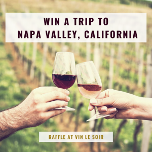 Win a trip to napa valley, california. two wine glasses giving cheers