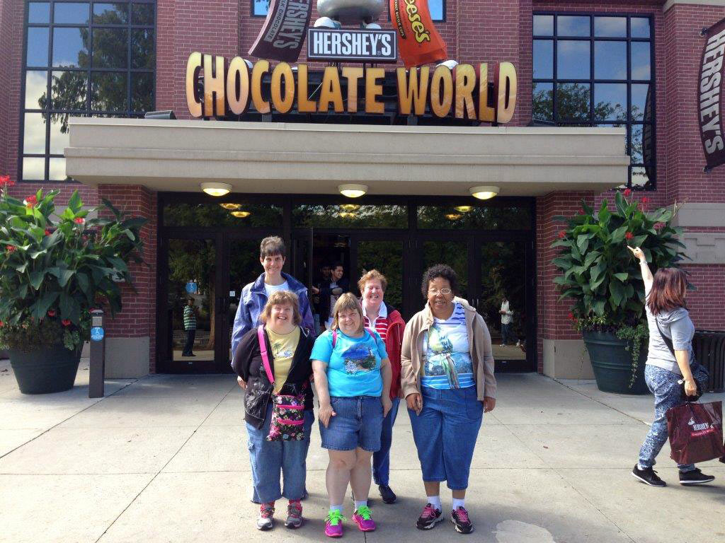 Ladies in front of Hershey's Chocolate World