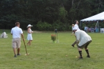 Croquet on the Green man lining up shot