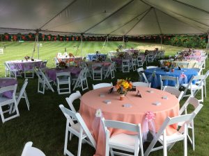 picture of pretty table settings under main tent