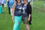 Two woman wearing "I want to be where the people are not" with mermaids on them matching shirts at Croquet on the Green 2019