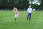 Aimee Taylor and Gary Dake playing croquet at Croquet on the Green 2019