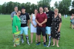 Group of seven people together smiling at Croquet on the Green 2019