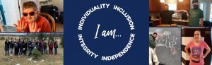 collage of images with I AM individuality inclusion independence integrity