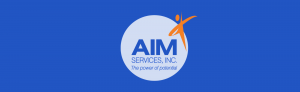 AIM logo on bright blue background