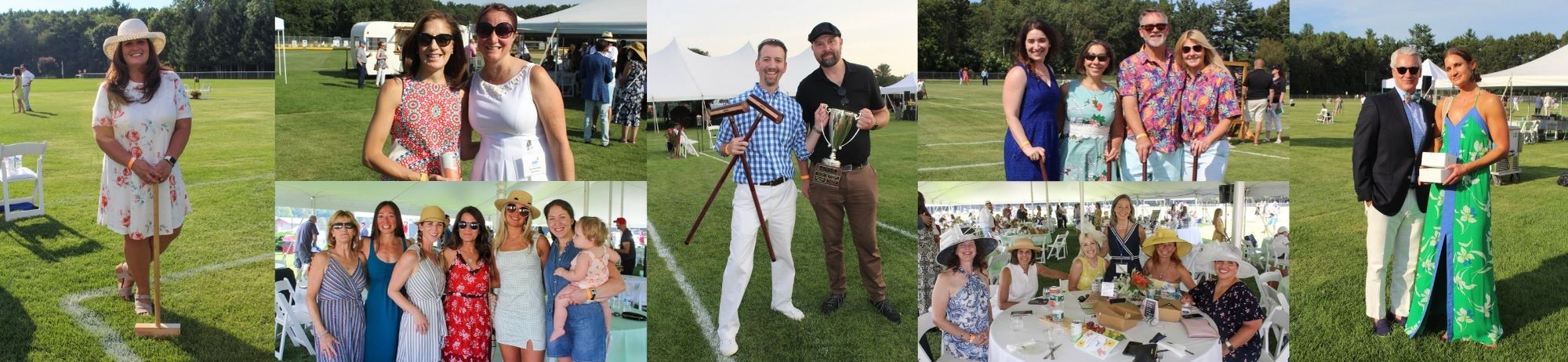 collage of people at an outdoor croquet event